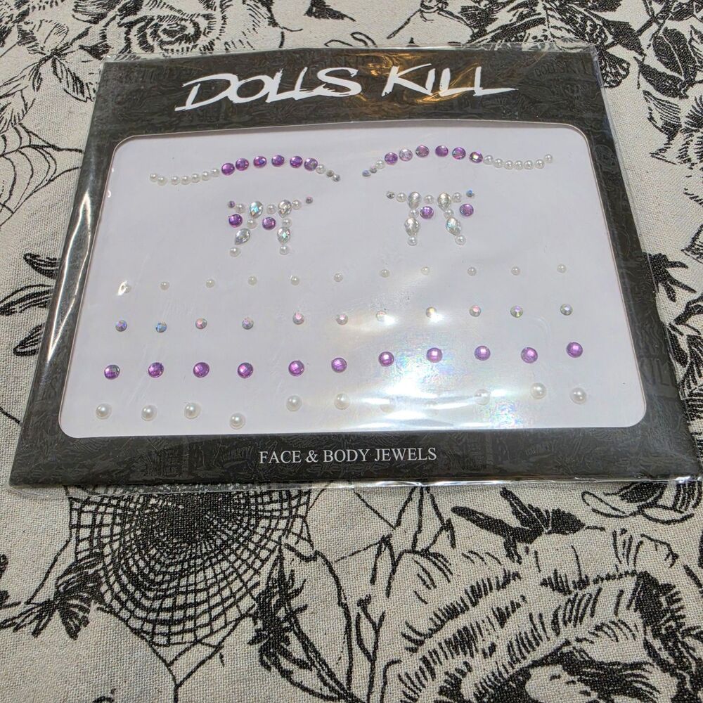 Dolls Kill Bundle Choker Face Gems Laces and Face Mask - Picture 9 of 10